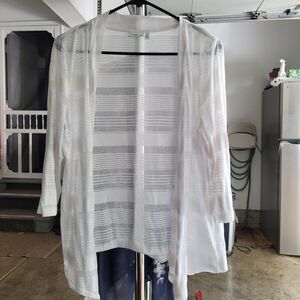 croft & barrow lightweight white stripped open coverup